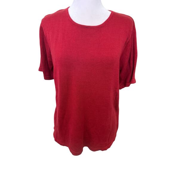 Vintage Chaus Petites 100% Silk Red Rounded Neck Pullover. M - Picture 1 of 9